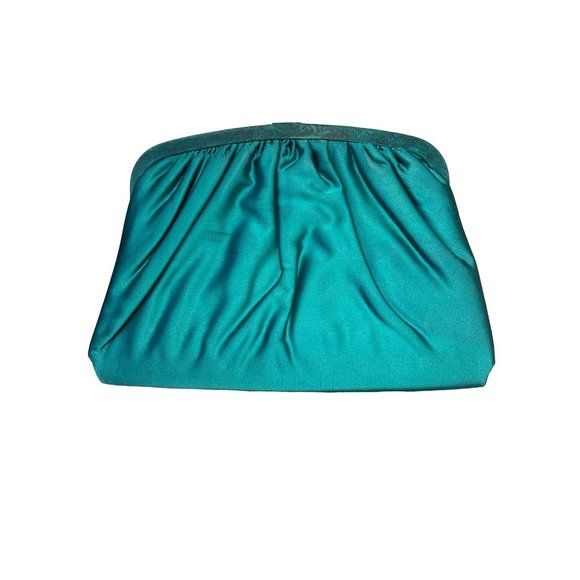 Vintage Ingber Emerald Green Clutch Old Hollywood Style Purse Ornated Clasp - Picture 4 of 10